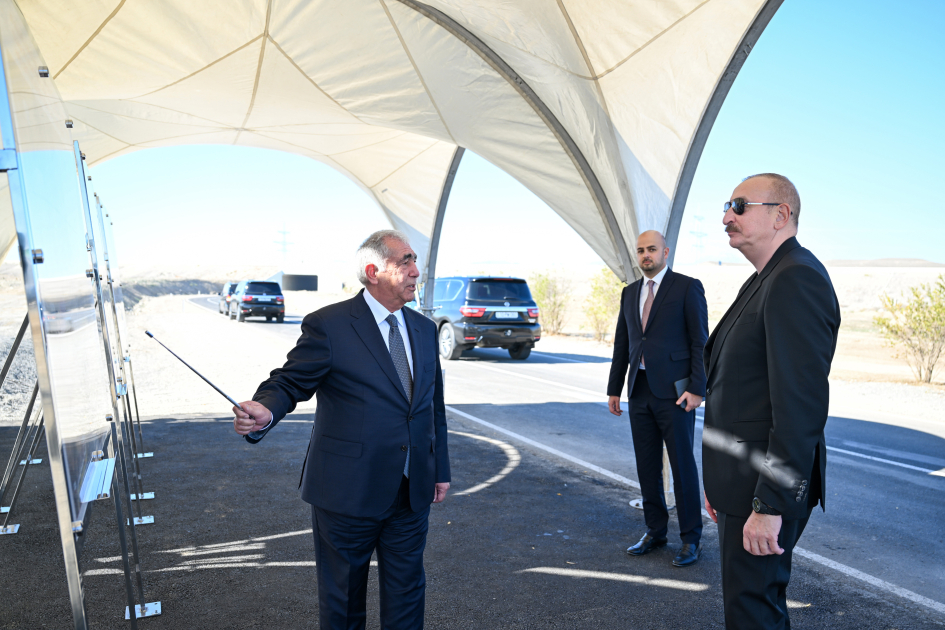Prezident Cəbrayılda avtomobil yolunun açılışında - FOTOLAR