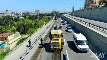 Bakı Dairəvi avtomobil yolunun bir hissəsi təmir olunur - FOTO/VİDEO