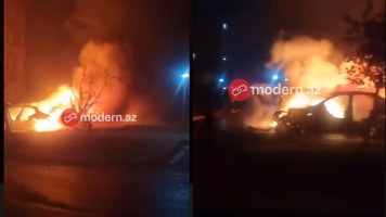 Masazırda 4 avtomobil yanıb, kül oldu - VİDEO - YENİLƏNİB