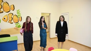 Alyona Əliyeva Şamaxıda uşaq bağçalarının açılışından paylaşım edib 