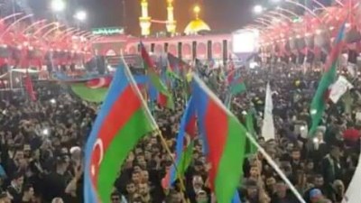 Azərbaycanlı şəhidlərin şəkilləri Kərbəla şəhərində asılıb - VİDEO