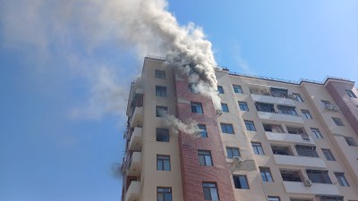 Mingəçevirdə güclü&nbsp;yanğın oldu, sakinlər təxliyə edildi - GÖRÜNTÜ&nbsp;