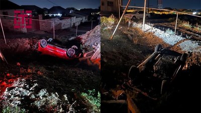 Gəncədə "Mercedes" aşdı, xəsarət alanlar var