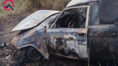 Şəkidə avtomobillər toqquşdu - Biri yanıb kül oldu