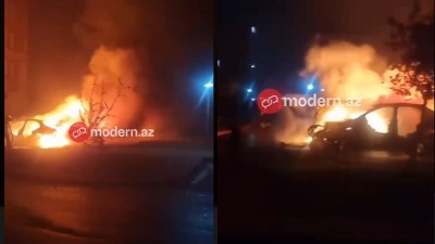 Masazırda 4 avtomobil yanıb, kül oldu - VİDEO