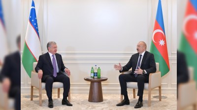 İlham Əliyev Özbəkistan Prezidenti ilə görüşüb