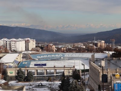 Xankəndi ağ örpəyə büründü - FOTOLAR