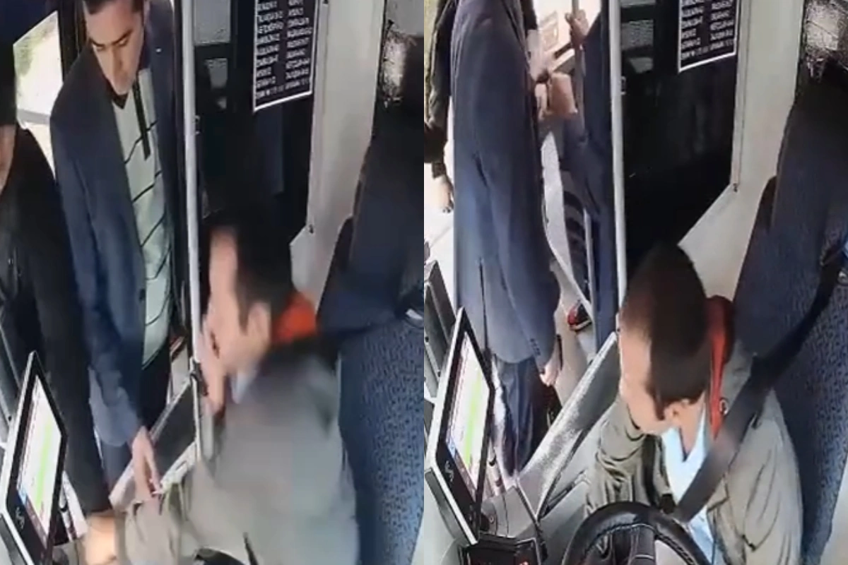Bakü'de yolcu otobüs şoförünü dövdü - ANBEAN GÖRÜNTÜLER