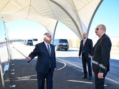 Prezident Cəbrayılda avtomobil yolunun açılışında - FOTOLAR