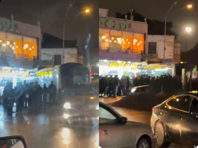 Bakıda avtobus gül dükanına girdi