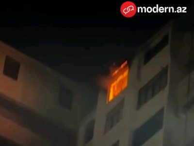 Bakıda bina yanır - Hadisə yerindən GÖRÜNTÜLƏR