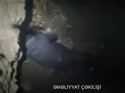 Körpüdən keçərkən çaya yıxıldı - VİDEO