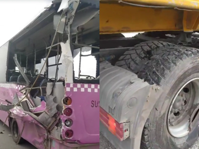 Avtobusla yük maşını toqquşdu - Ölən var