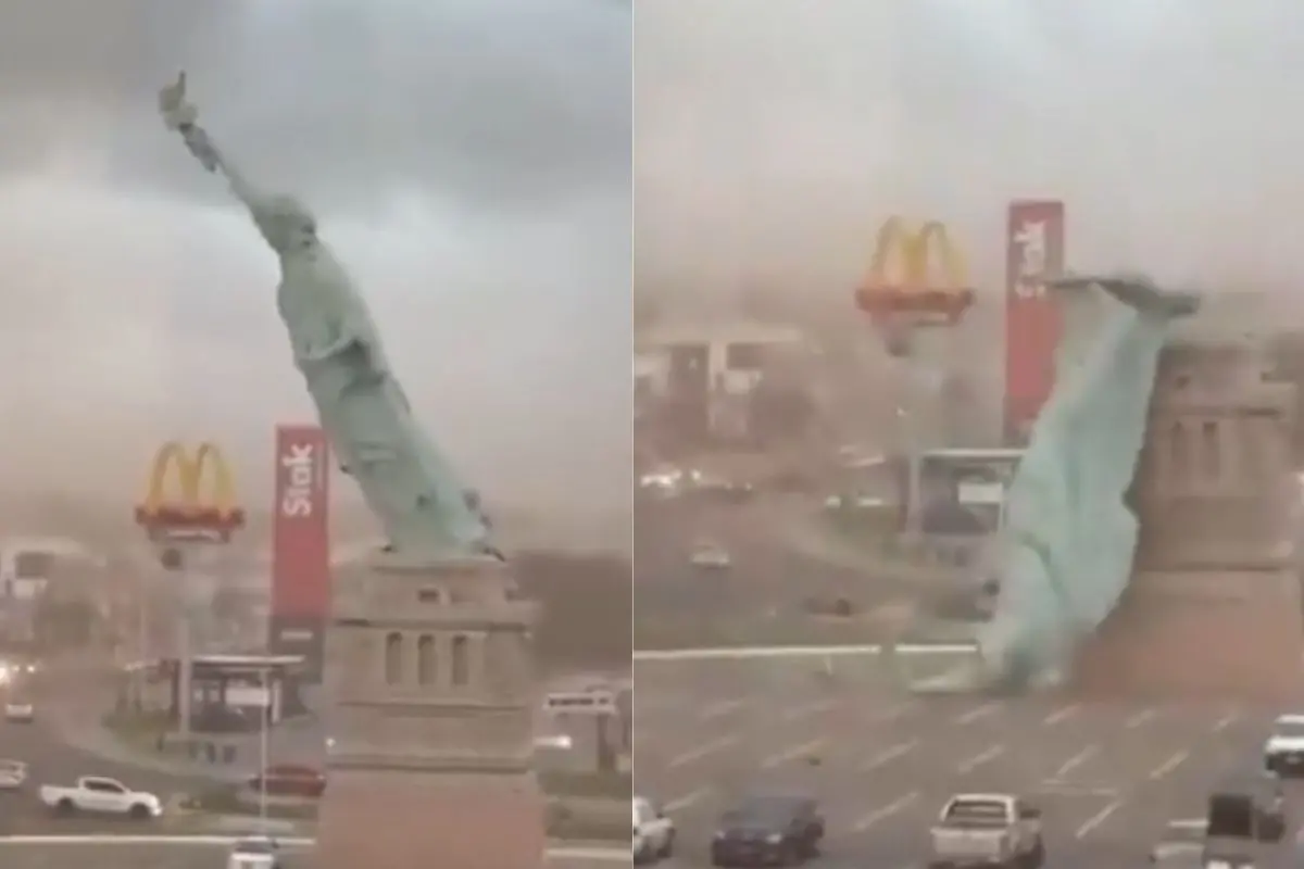 Azadlıq heykəli güclü küləyə tab gətirə bilmədi - VİDEO