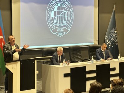 UNEC-də Muxtar İmanov və Rüstəm Behrudi ilə görüş keçirilib -&nbsp;FOTOLAR