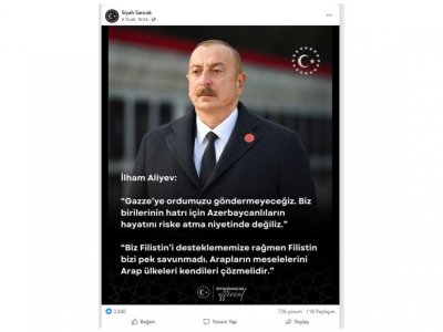 Türkiyə cəmiyyəti İlham Əliyevin Qəzza ilə bağlı mövqeyini təqdir edir