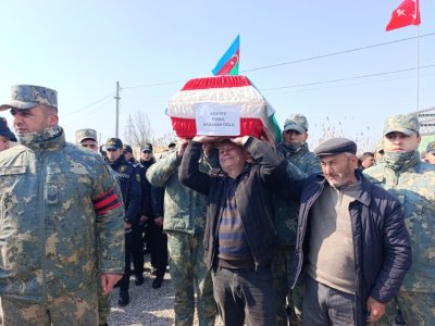 Şəhidi Rəsul Ağayev Sabirabadda torpağa tapşırıldı - FOTOLAR