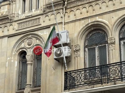 The national flag was lowered to half-mast at the Iranian Embassy&nbsp;- PHOTO