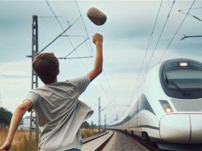 Sürət qatarına daş atan yeniyetmələr polisə çağırıldı