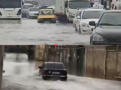 Bakıda yağışın fəsadları: Su altında qalan ərazilər