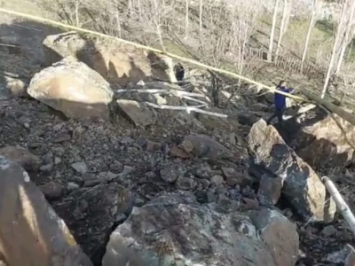 Naxçıvanda qaya uçqunu - FOTO