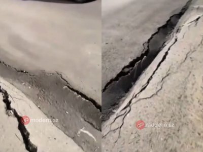 Sabunçuda asfalt çöküb - VİDEO