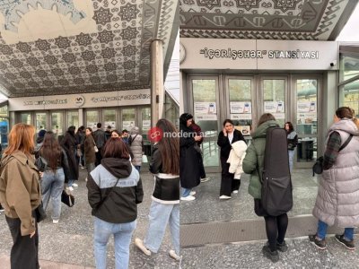 Metroda 2 saatdır hərəkət bərpa olunmur - FOTO+VİDEO