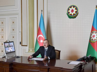 Ильхам Алиев присоединился к мероприятию в Армении по видеосвязи