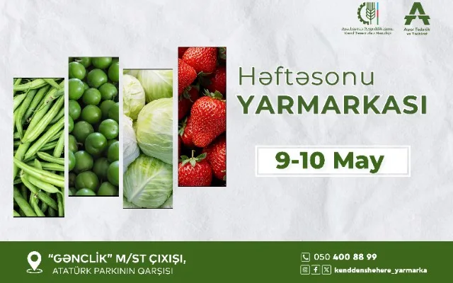 &ldquo;Kənddən Şəhərə&rdquo; həftəsonu yarmarkası&nbsp;təşkil olunacaq
