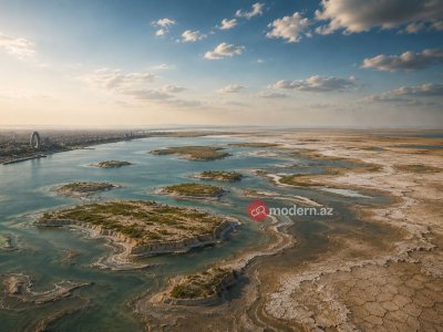 Xəzərin səviyyəsi enir: yeni adalar yaranır