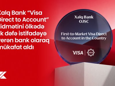Xalq Bank &ldquo;Visa Direct to Account&rdquo; xidməti üzrə mükafata layiq görüldü