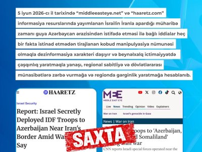 MEDİA: Azərbaycan ərazisinin İsrail-İran müharibəsində istifadə olunması dezinformasiyadır