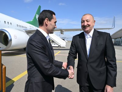 İlham Əliyev Türkmənistan Prezidentini Füzulidə qarşıladı
