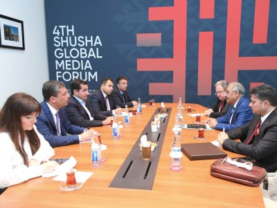 Hikmət Hacıyev Şuşada D-8 İqtisadi Əməkdaşlıq Təşkilatının nümayəndələri ilə görüşüb