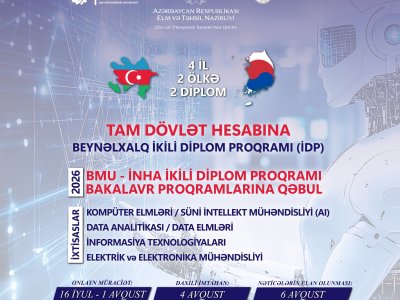 BMU-İNHA ikili diplom proqramına qəbul başlayır&nbsp;