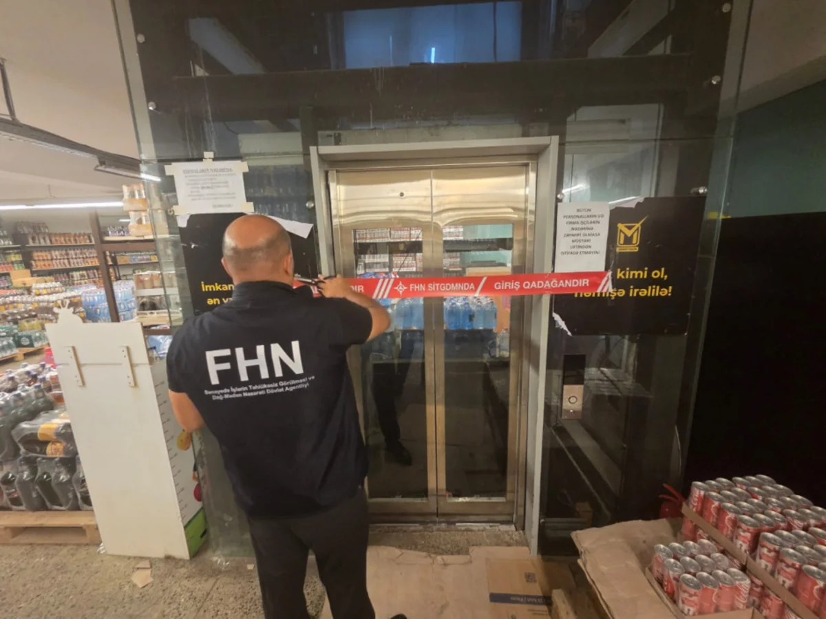 Marketin liftinin fəaliyyəti dayandırıldı - VİDEO