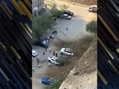 Bakıda maşınlar torpağın altında qaldı - VİDEO