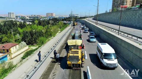 Bakı Dairəvi avtomobil yolunun bir hissəsi təmir olunur - FOTO/VİDEO