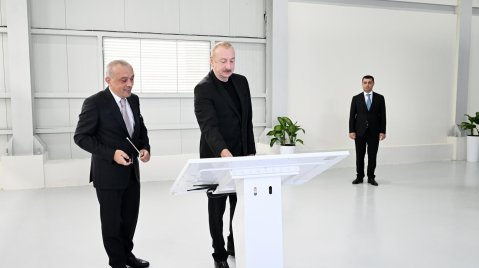 İlham Əliyev Yevlaxda sutəmizləyici qurğunun açılışında - FOTOLAR