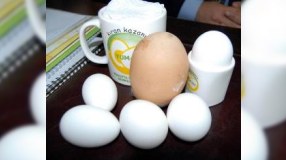 Toyuğun bu yumurtası hamını heyrətə salıb...