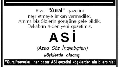 "Xural"ın kollektivi yeni qəzet buraxmağa hazırlaşır