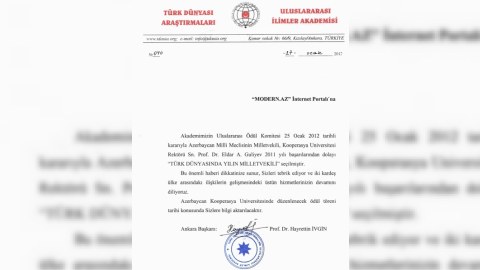 Azərbaycanlı deputat “TÜRK DÜNYASINDA İLİN MİLLƏT VƏKİLİ” mükafatına layiq görülüb