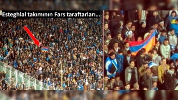 Farslar futbolda Ermənistan bayrağı qaldırdılar