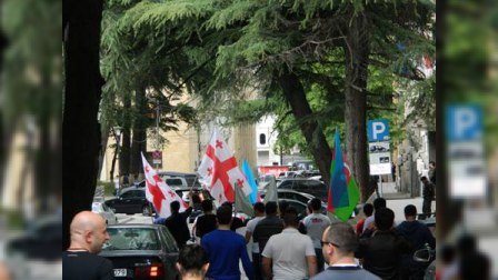 Gürcüstanda azərbaycanlı tələbələr aksiya keçiriblər - FOTOLAR