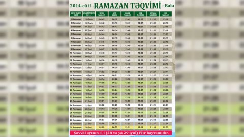 Ramazan ayı başladı - TƏQVİM