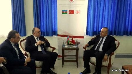 Elmar Məmmədyarov Türkiyə və Gürcüstan XİN başçıları ilə görüşdü – FOTOLAR