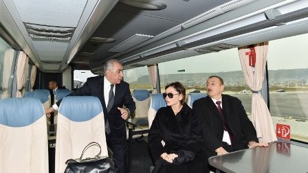 Prezident və xanımı  inşaat işləri ilə tanış olub - FOTOLAR
