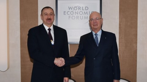 İlham Əliyev Dünya İqtisadi Forumunun sədri Klaus Şvabla görüşüb 