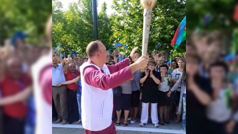 Bakıda Avropa Oyunlarının məşəlini İlham Əliyev qəbul etdi - FOTOLAR