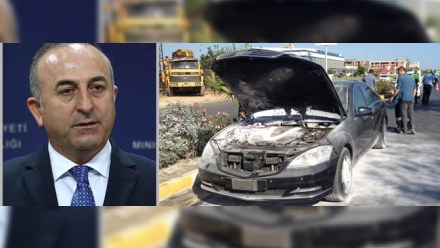  Mevlüt Çavuşoğlunun içərisində olduğu avtomobil yandı 